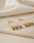 Gold Leaf Peridot Drop Earrings for Women | 18K Gold Plated Seebora