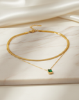 Emerald Twin Chain Necklace