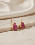 Rogue Sapphire Earrings – 14K Gold Plated Glass Filled Ruby Brass Earrings Seebora