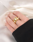 Scattered Pearl Ring – 24K Gold Plated Freshwater Pearl Stainless Steel Seebora