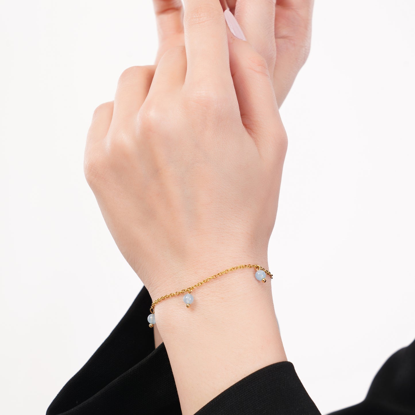 Blue Bead Gold Bracelet