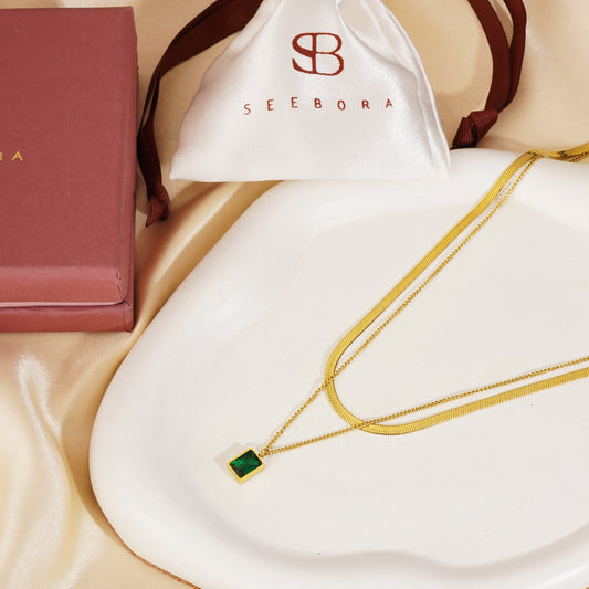 Emerald Twin Chain Necklace