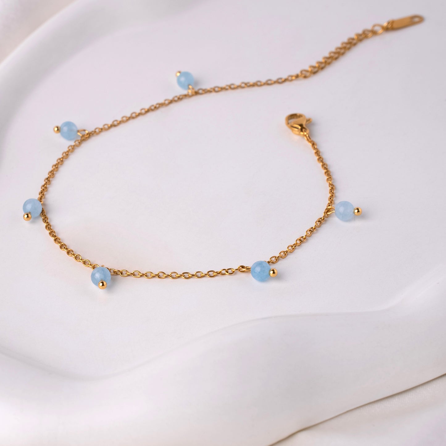 Blue Bead Gold Bracelet