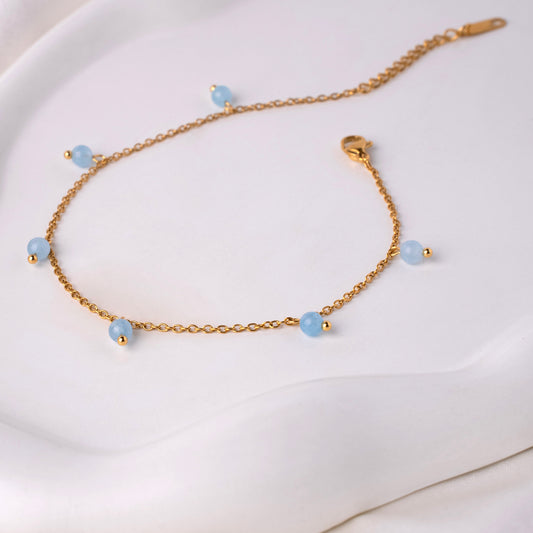 Blue Bead Gold Bracelet