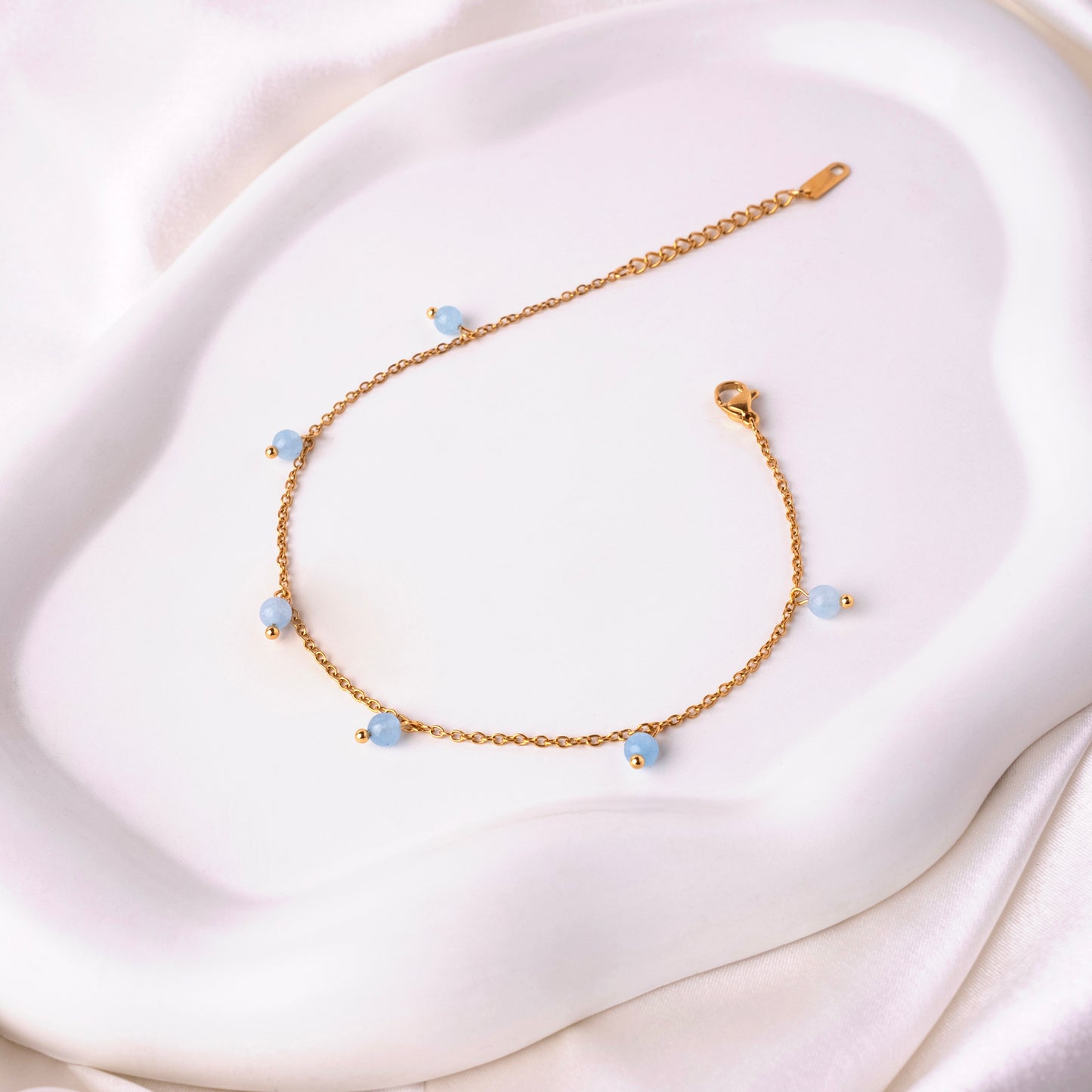 Blue Bead Gold Bracelet