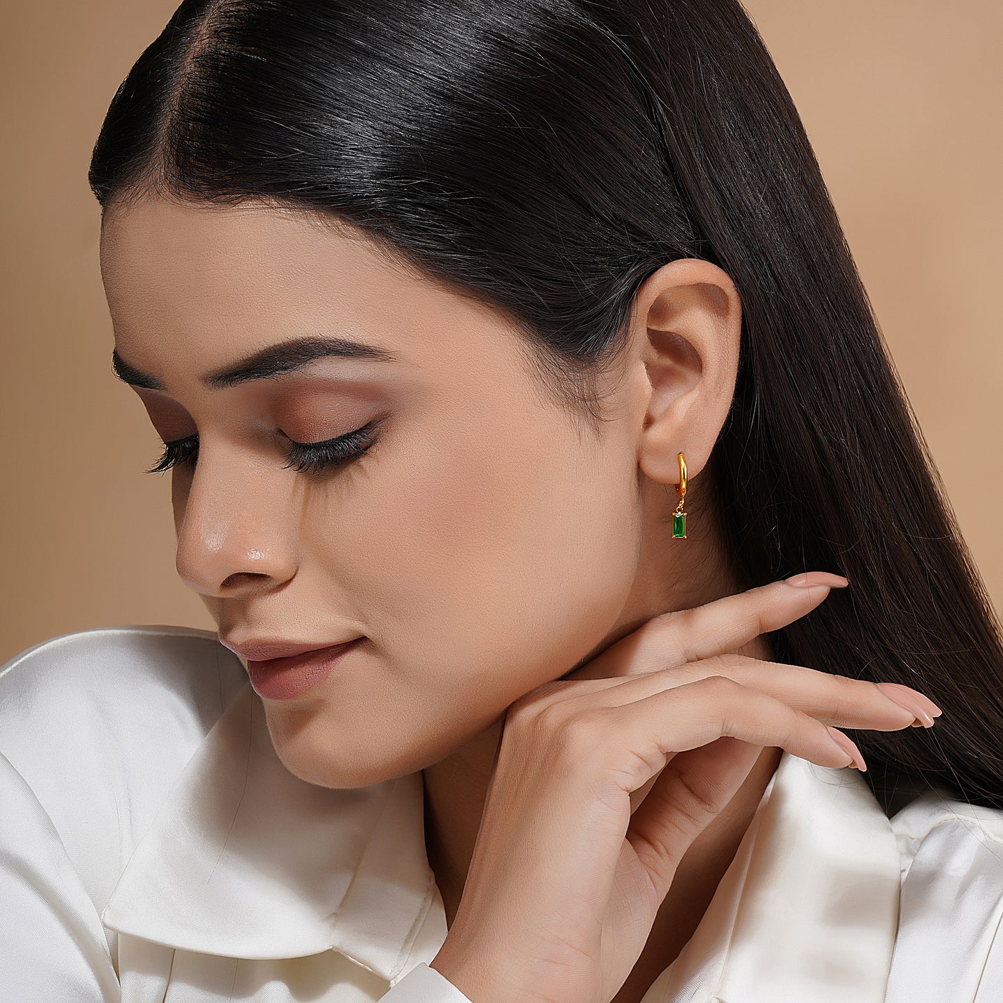 Emerald Tube Hoops