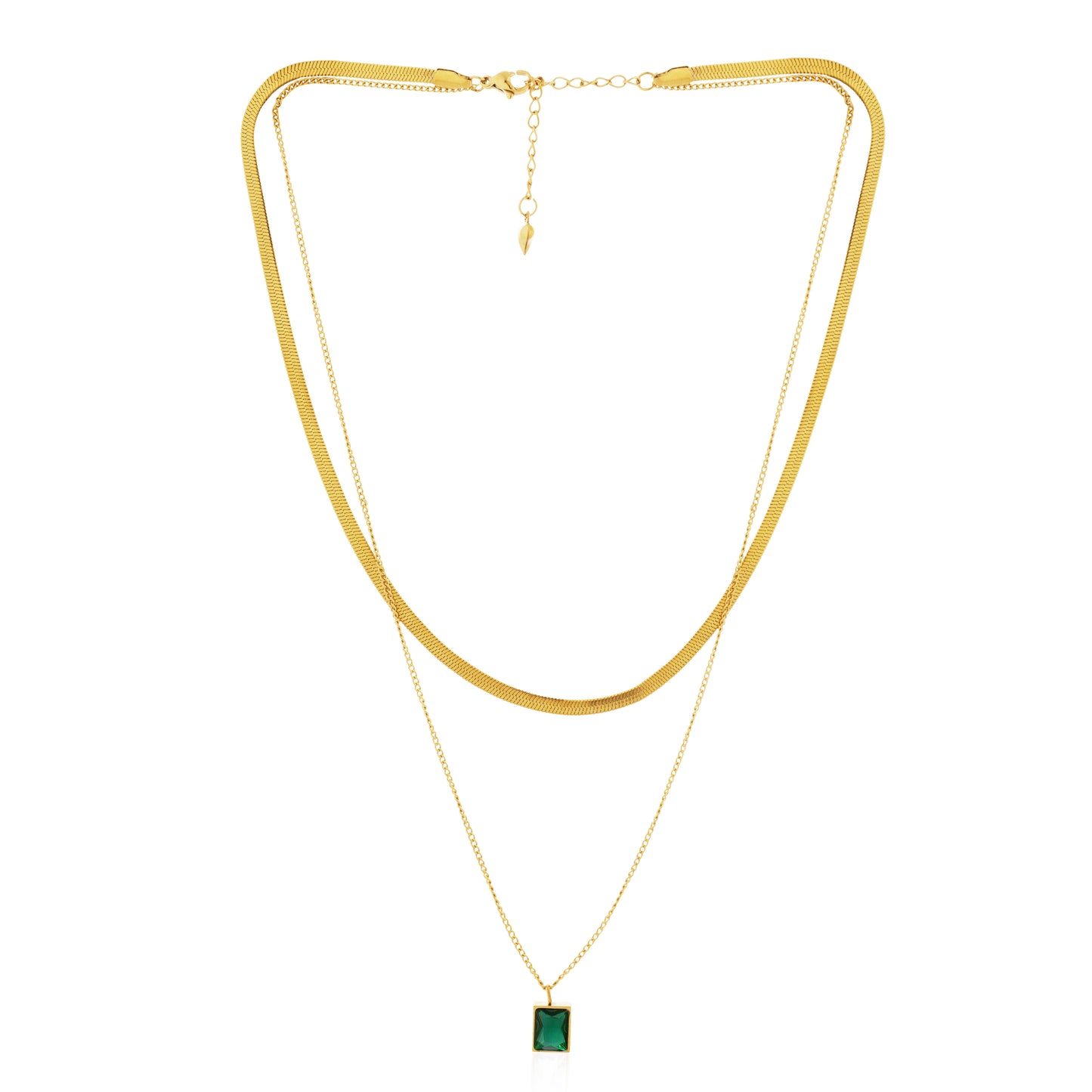 Emerald Twin Chain Necklace