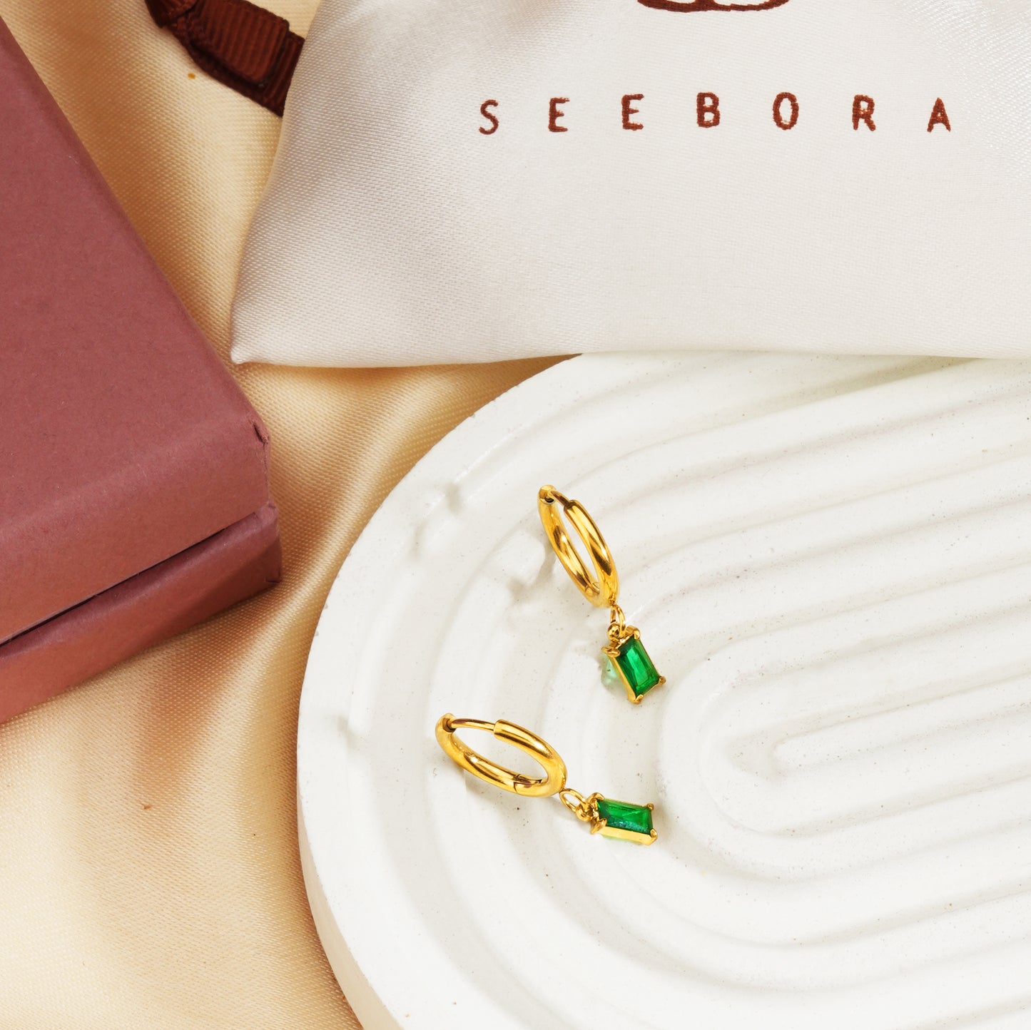 Emerald Tube Hoops