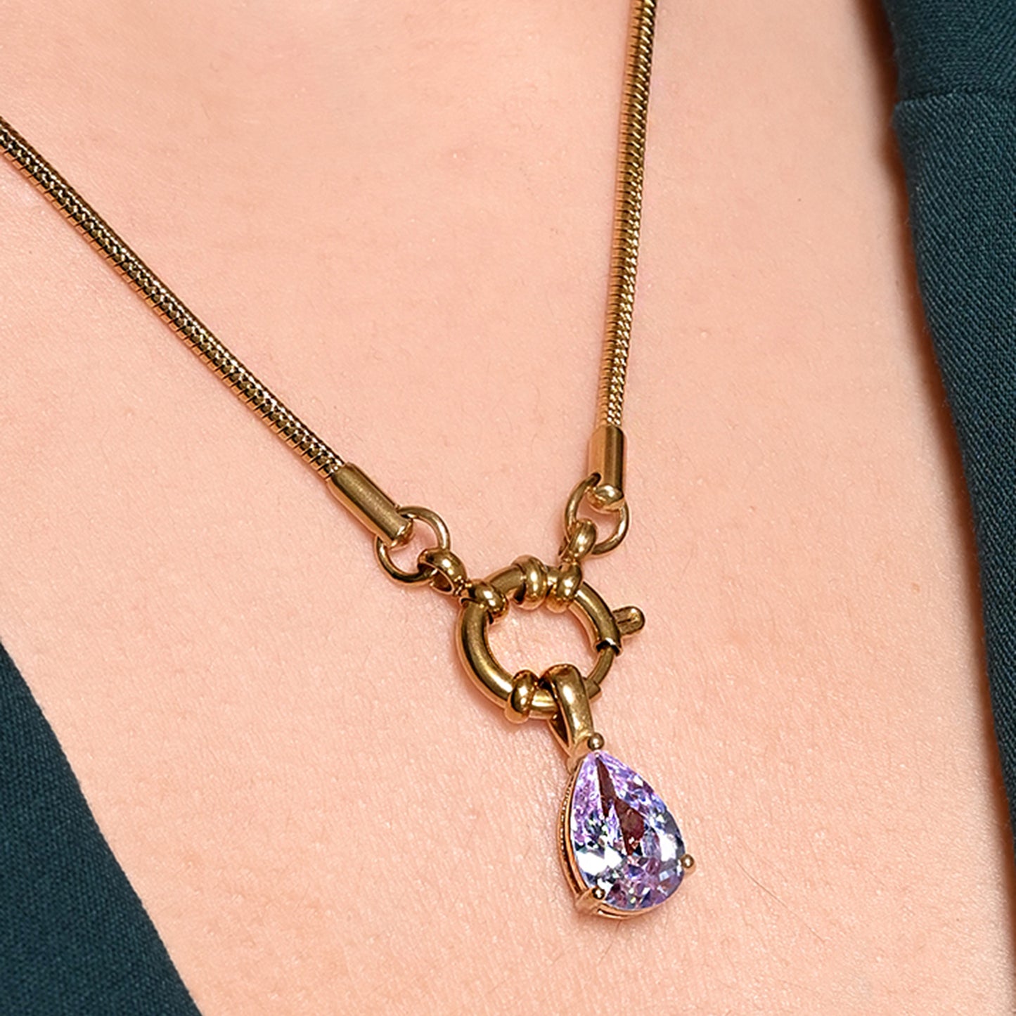 Lavender Teardrop Pendant Necklace