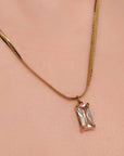 Luxe Gold Square Pendant Necklace for Women Seebora