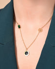 Verdant Onyx Necklace | Green & Black Stone 24K Gold Plated Stainless Steel Seebora