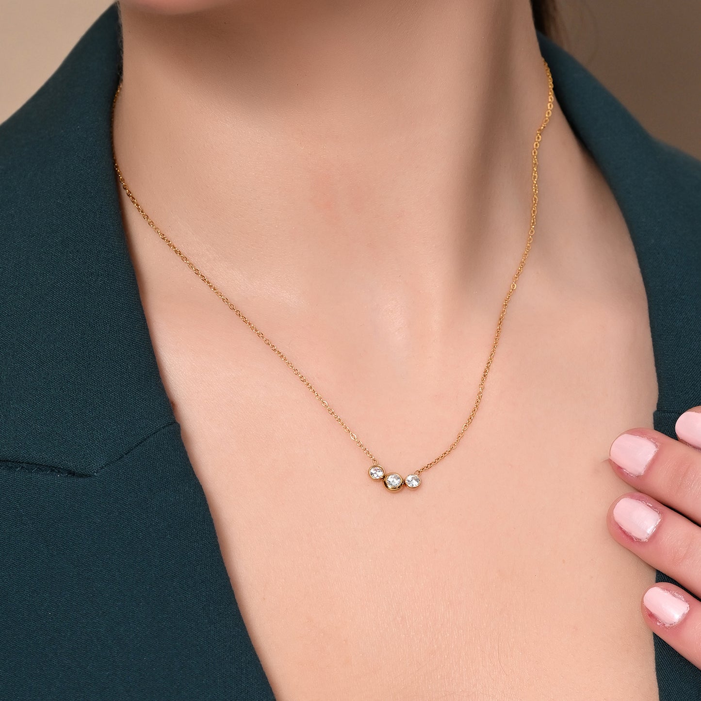 Tri-Stone Radiance Necklace