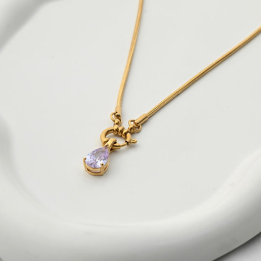 Lavender Teardrop Pendant Necklace