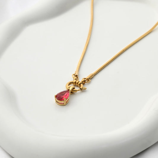 Red Teardrop Pendant Necklace