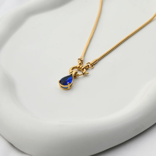 Deep Blue Teardrop Necklace