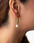 Minimalist Gold Pearl Drop Earrings for Women Seebora