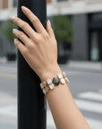 Amara Statement Cuff Labradorite, Crystal & Pearl 18K Gold Plated Bracelet Seebora