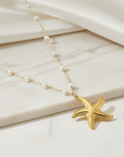 Classy Starfish Pearl Necklace Freshwater Pearl & 24K Gold Plated Pendant Seebora