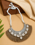 Coastal Cowrie Fringe Necklace