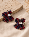 Tartan Bow Crystal Earrings Seebora
