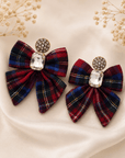 Tartan Bow Crystal Earrings Seebora