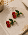 Crimson Cherry Beaded Earrings