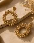 Golden Cluster Hoop Earrings Seebora