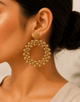 Golden Cluster Hoop Earrings Seebora