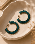 Teal Bloom Beaded Hoops Seebora