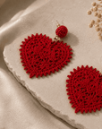 Crimson Lace Heart Earrings Seebora