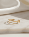 Slender Double Band Ring – 14K Gold Plated 925 Sterling Silver Seebora