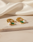 Emerald Pearl Charm Earrings