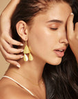 Gold Leaf Earring, Leaf-shaped Earring, Dangle Earring, Minimalist Earring