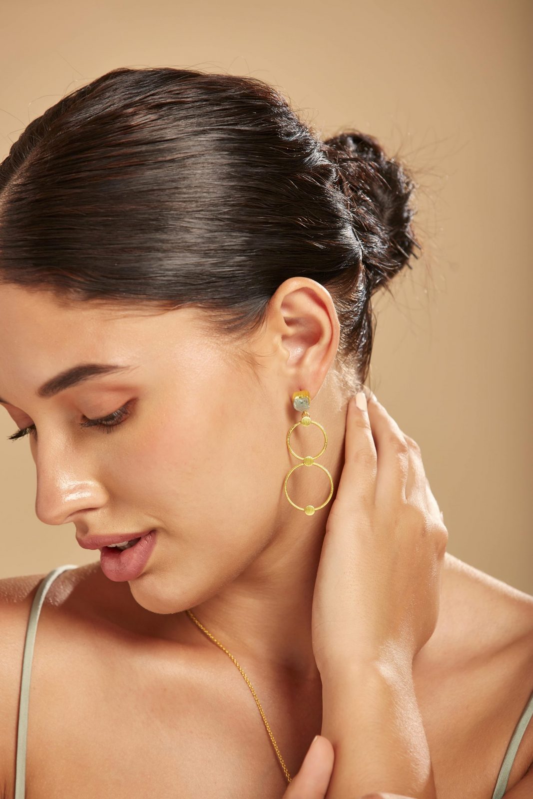 Joint Hoop Earring, Geometric Earring, Minimalist Earring, Statement Earring.