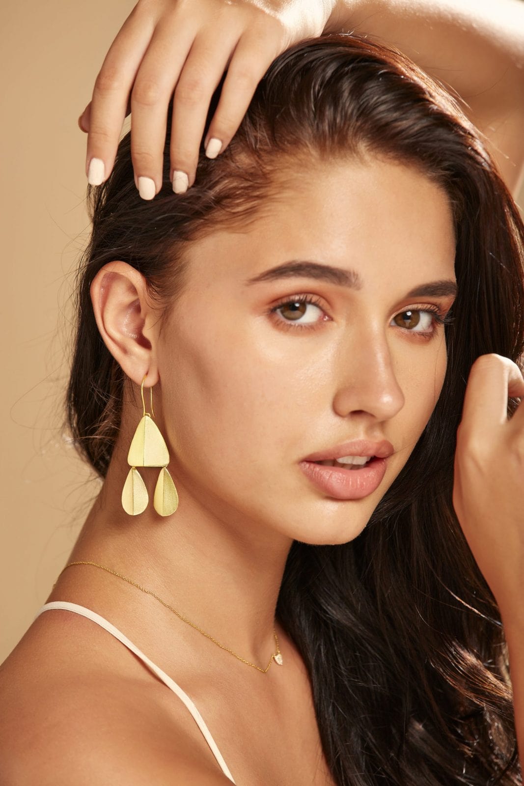 Gold Leaf Earring, Leaf-shaped Earring, Dangle Earring, Minimalist Earring