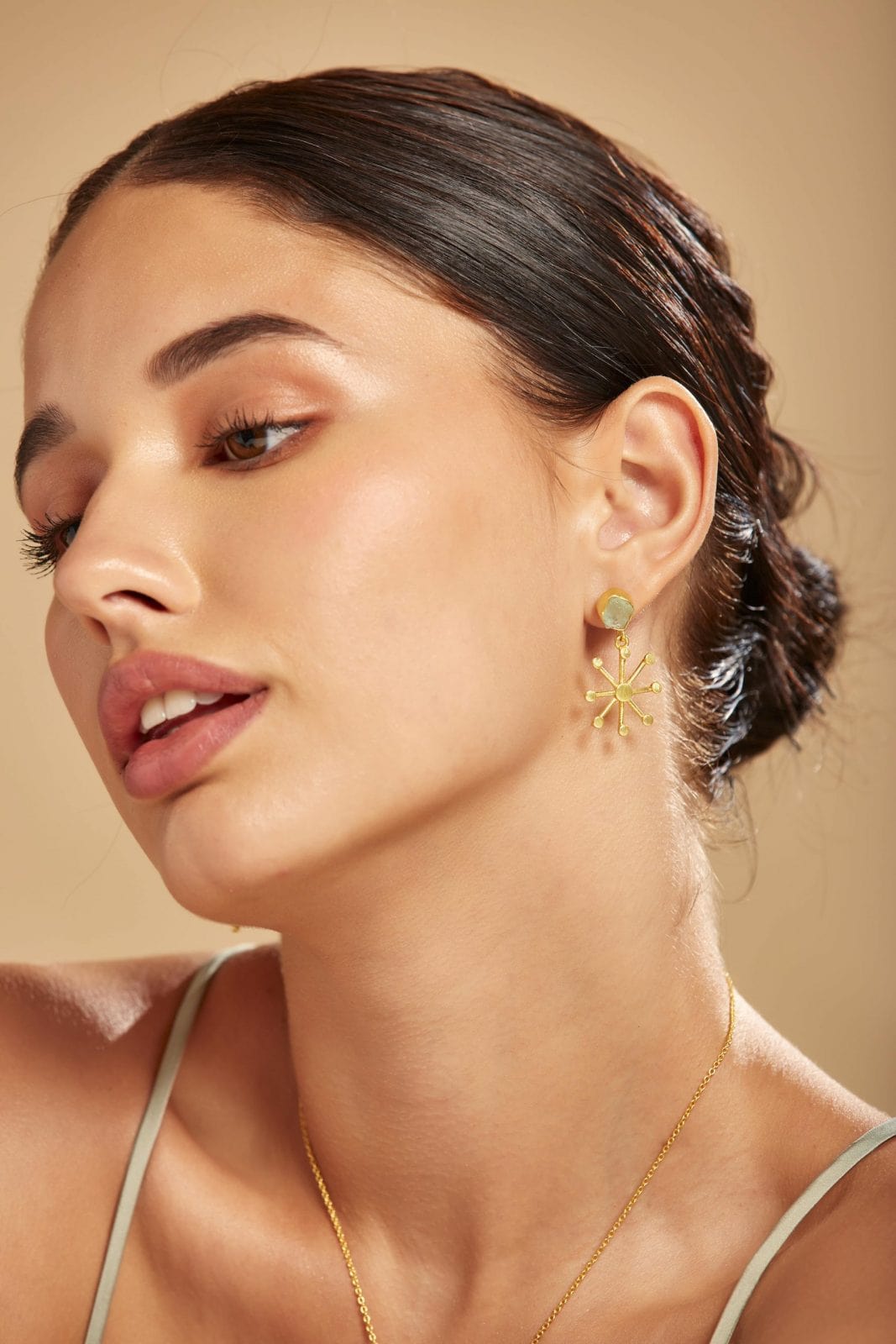 Jade Star Earring, Boho Earring, Celestial Earring, Nature-inspired Earring.