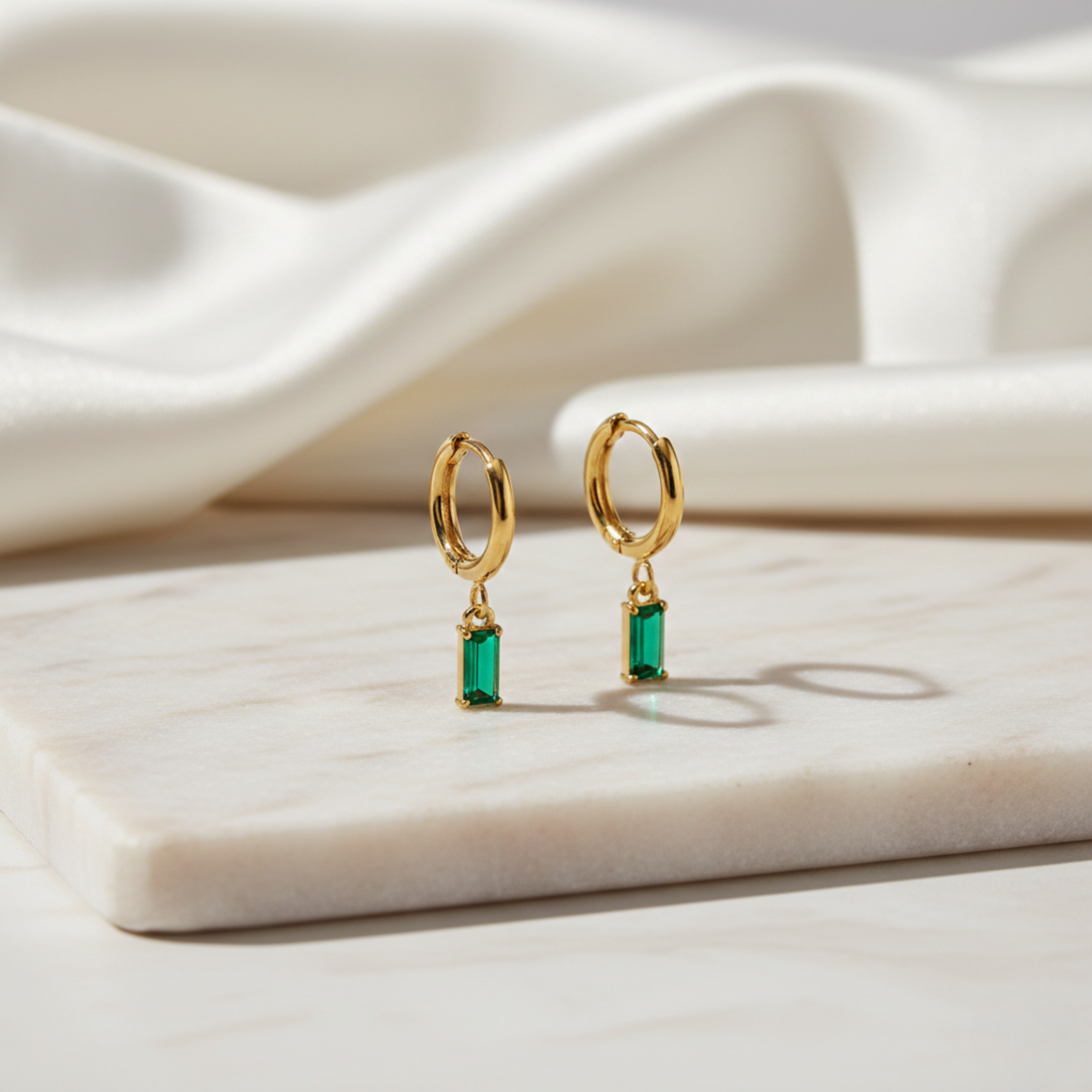 Emerald Tube Hoops