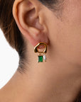 Emerald Pearl Charm Earrings