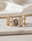 Amara Statement Cuff Labradorite, Crystal & Pearl 18K Gold Plated Bracelet Seebora