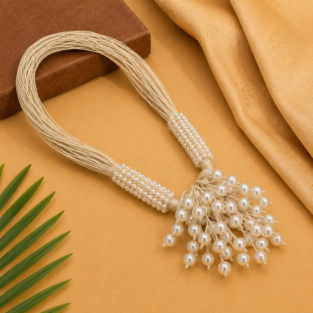 Pearl Cascade Weave Necklace