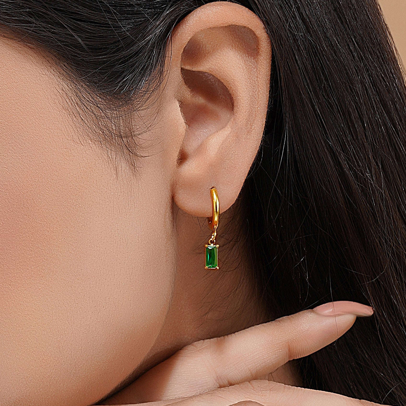 Emerald Tube Hoops Seebora