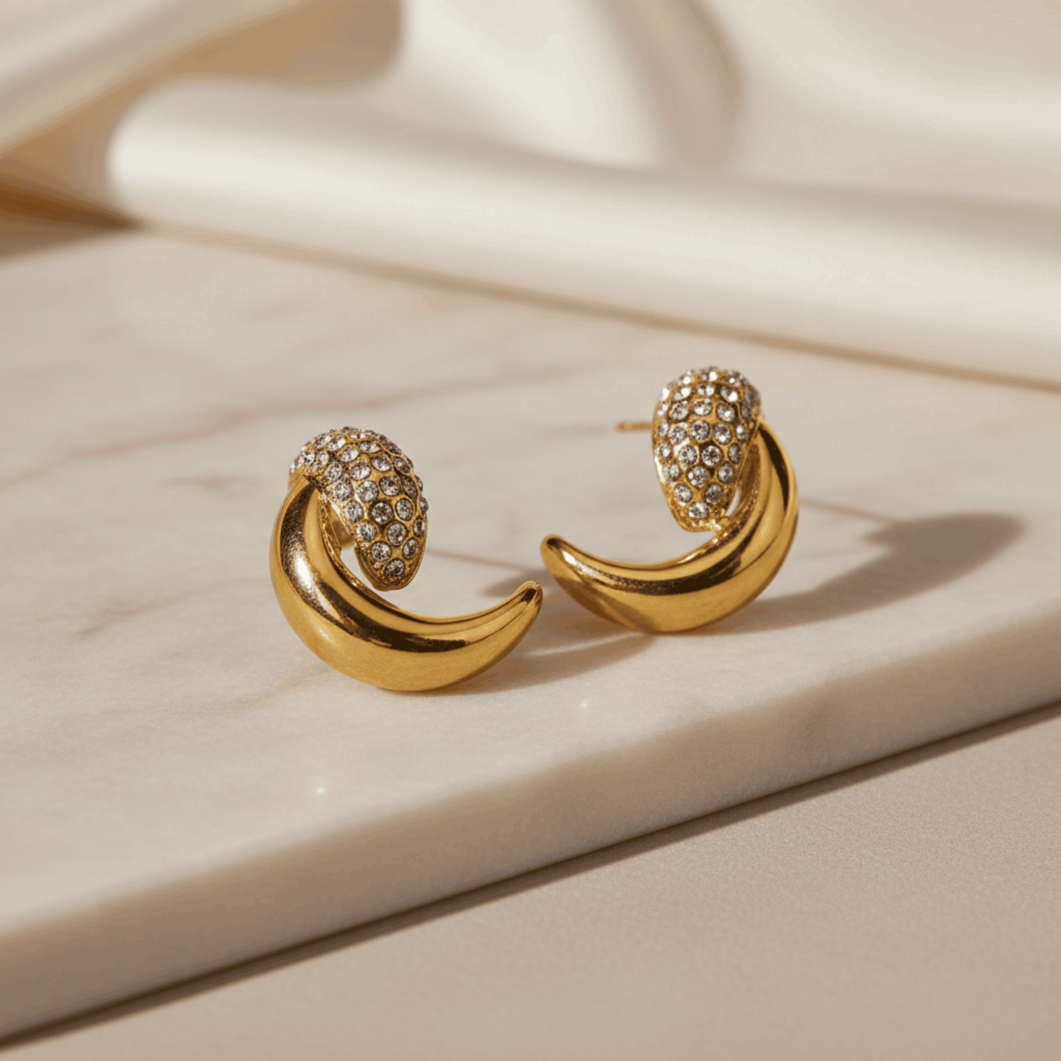 Golden Glimmer Drops Earrings Seebora