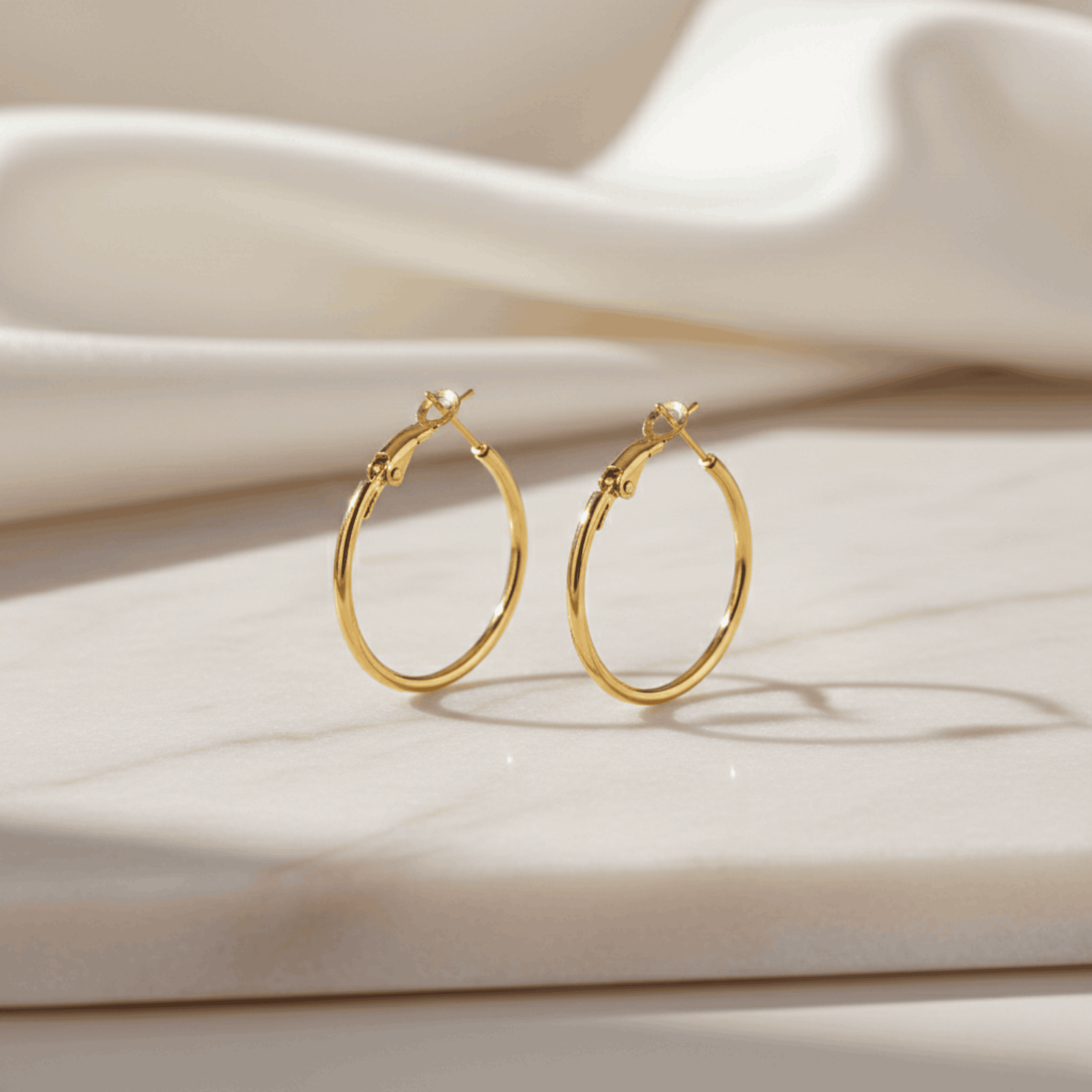 Golden Whisper Hoop Earrings Seebora