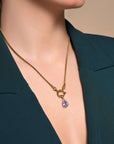 Lavender Teardrop Pendant Necklace for Women | Purple CZ & 24K Gold Seebora