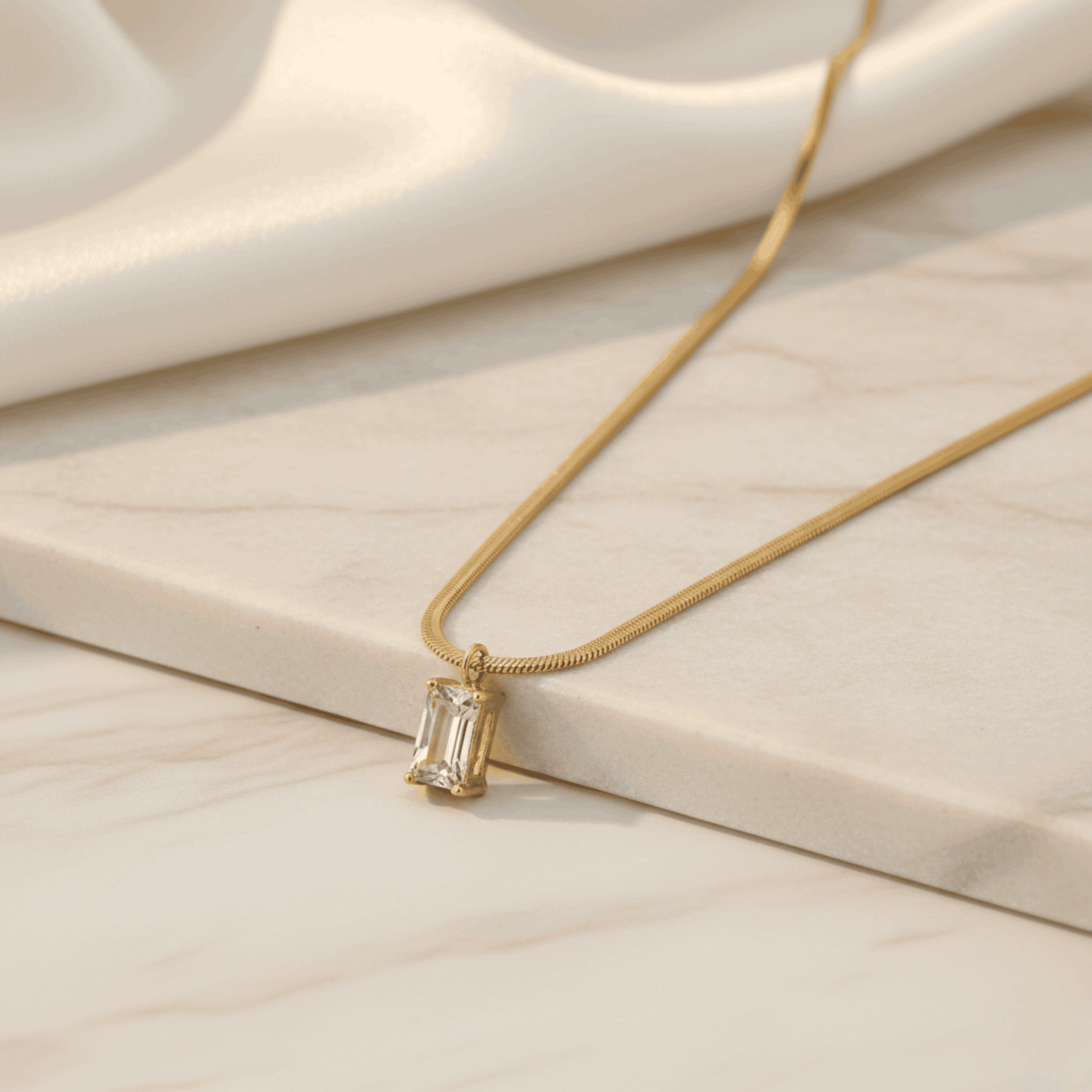 Luxe Gold Square Pendant Necklace for Women Seebora