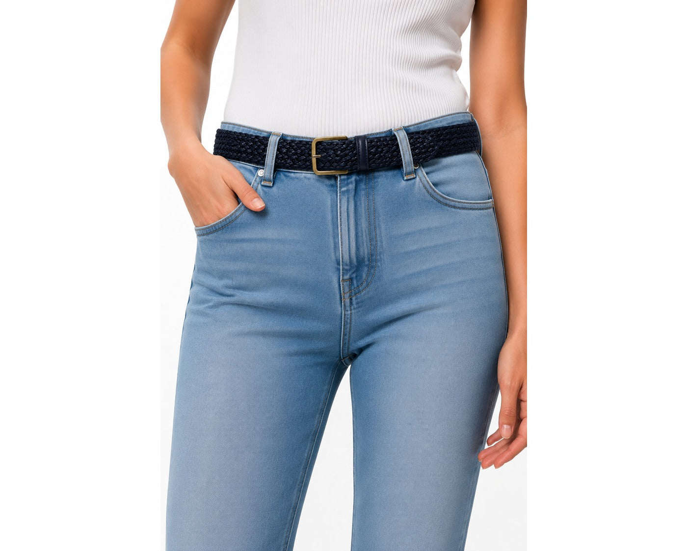 Midnight Weave Belt Navy Black Braided Women's Belt Seebora