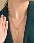 Radiant Square Pendant Necklace 24K Gold Plated Stainless Steel Seebora