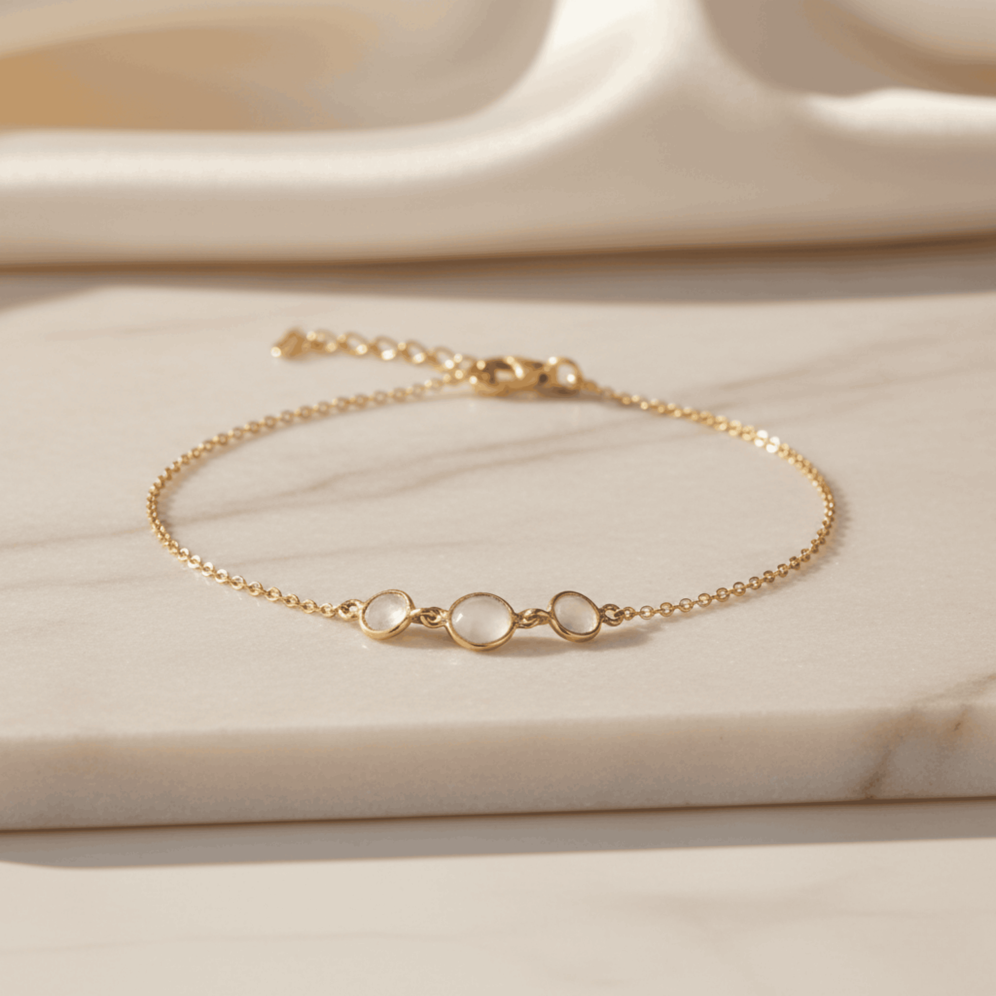 Rainbow Moonstone Bracelet – 14K Gold Plated 925 Sterling Silver Seebora