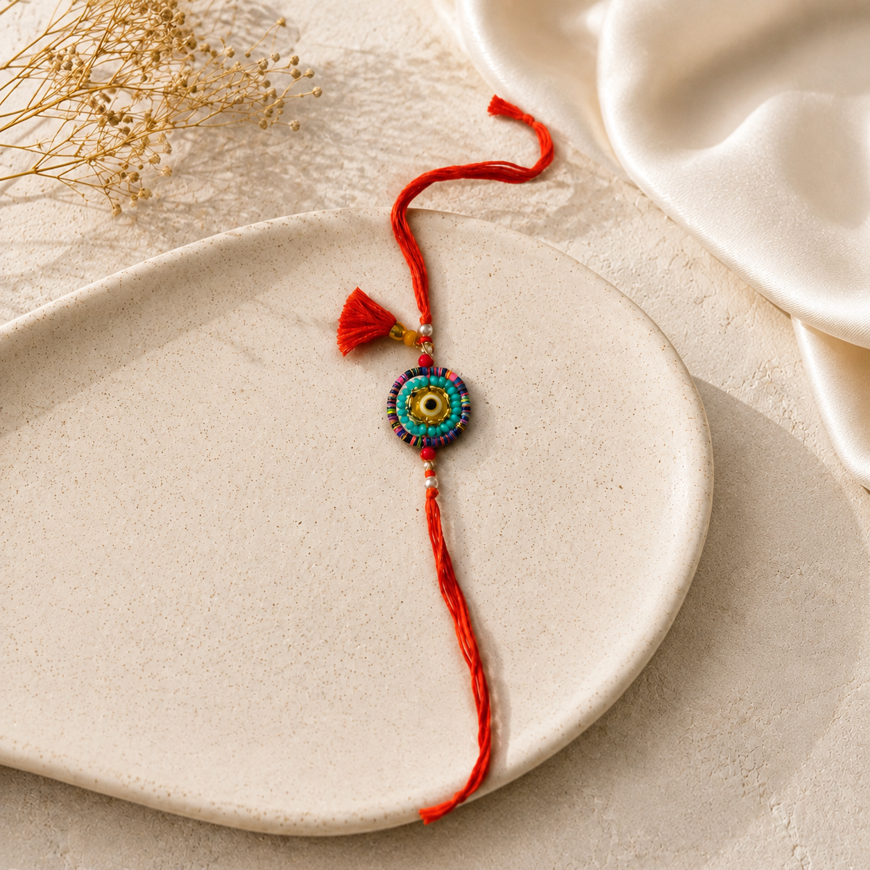 Multicolour Evil Eye Beaded Rakhi