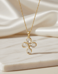 Raw Petal Crystal Quartz Pendant Necklace for Women 18K Gold Plated Seebora